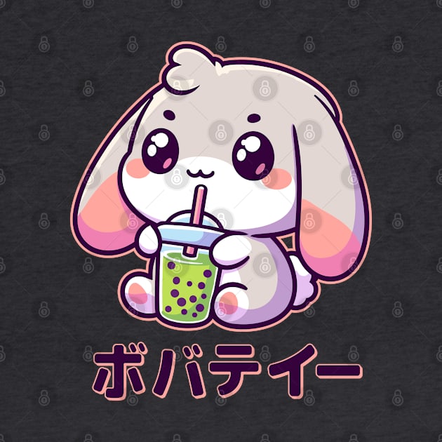 Bunny Drinking Bubble Tea Kawaii Anime Rabbit by Cuteness Klub